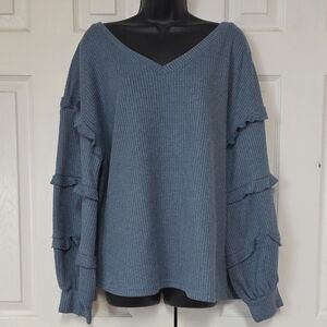 Elegant Blue V-Neck Sweater